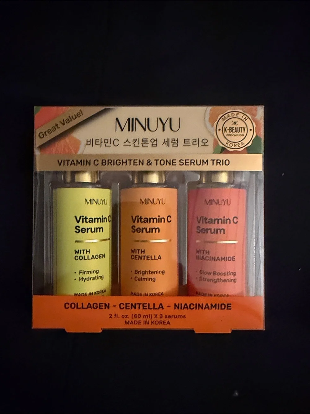 Minute Vitamin C Brighten & Tone Serum Trio - Yellow, Orange, Pink-Choose 1 TRIO